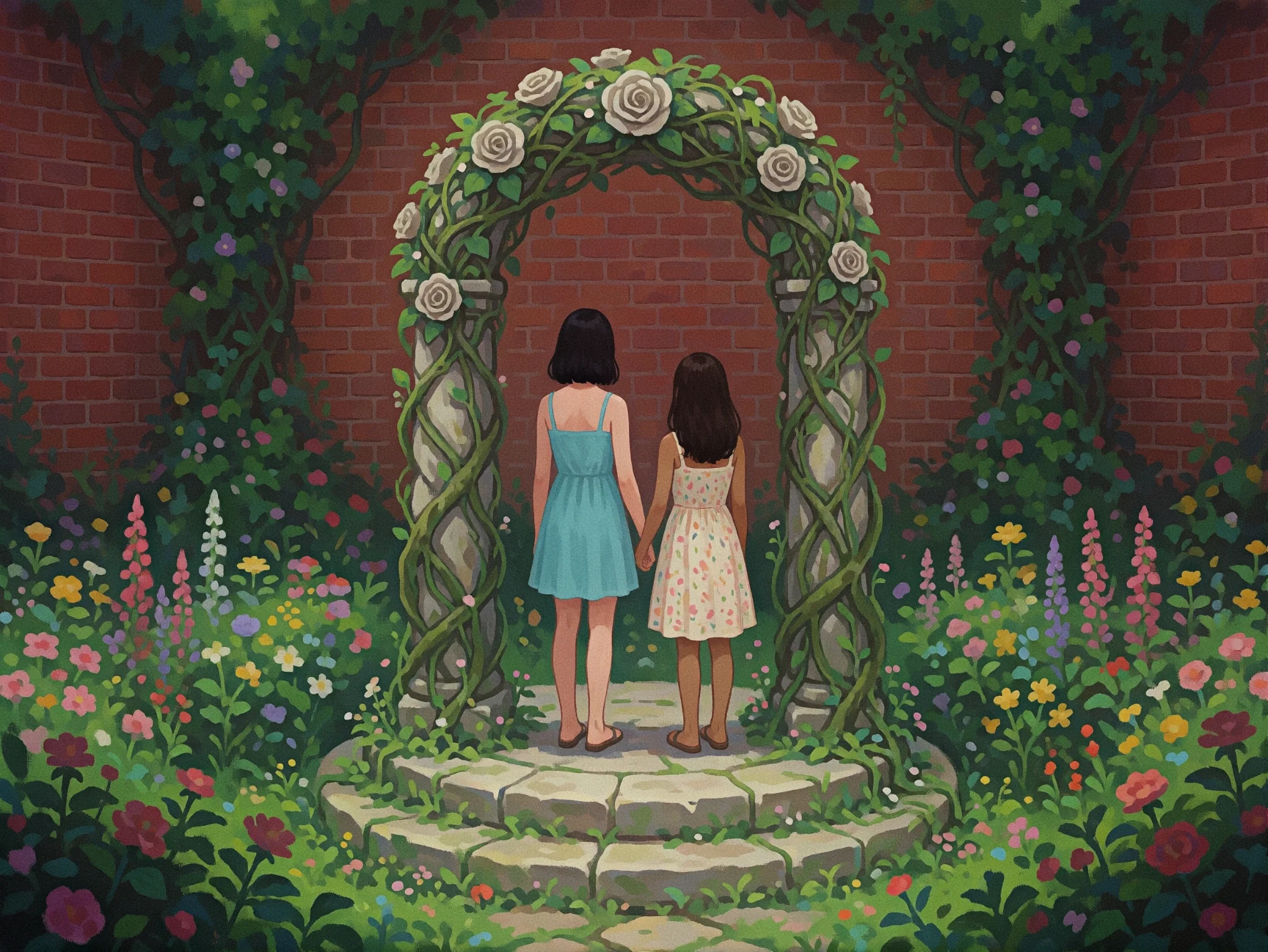 Adelle and Lucy at the Rose Gate