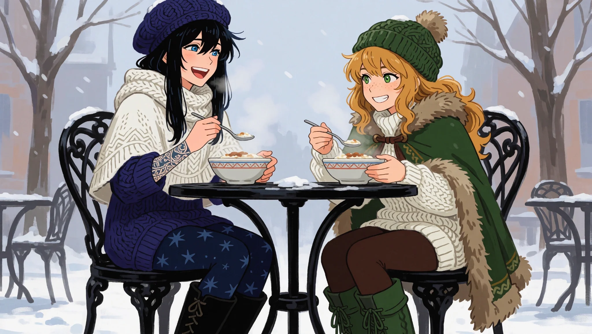 Alyx and Síle freezing for porridge